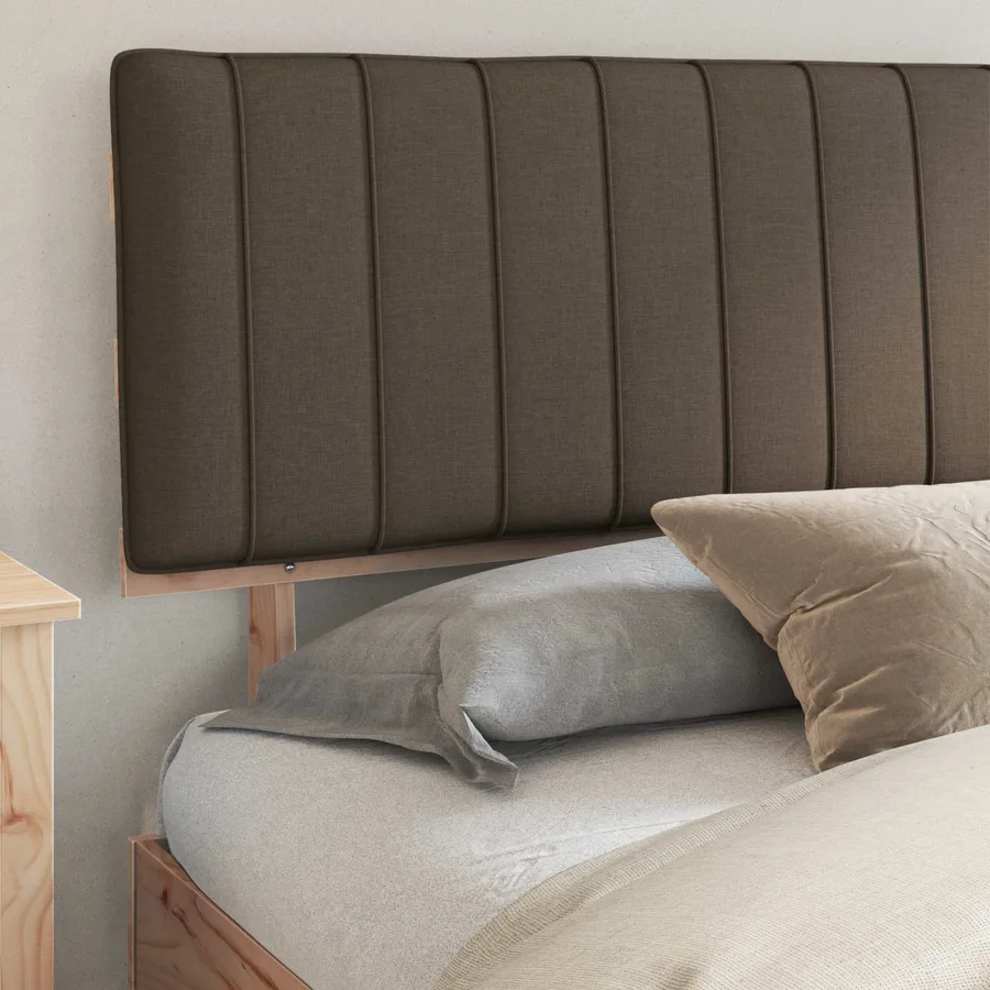 Cadre de lit avec tête de lit rembourrée Taupe 200 x 200 cm - 3