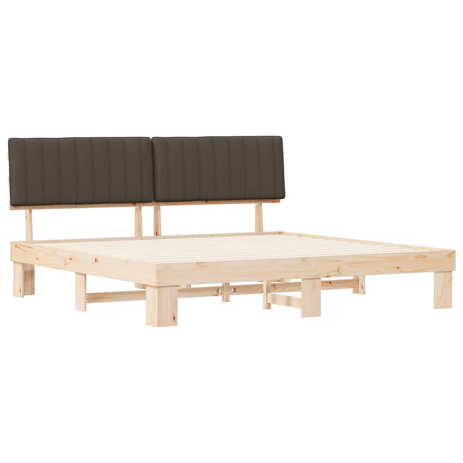 Cadre de lit avec tête de lit rembourrée Taupe 200 x 200 cm - 4