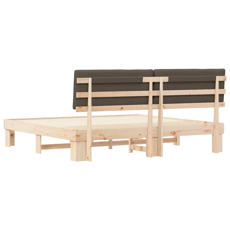 Cadre de lit avec tête de lit rembourrée Taupe 200 x 200 cm - 7