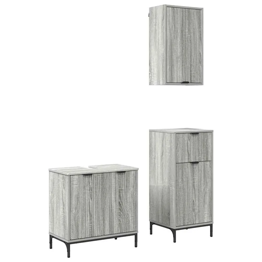 Ensemble de mobilier de salle de bain 3 pcs Sonoma gris - 2