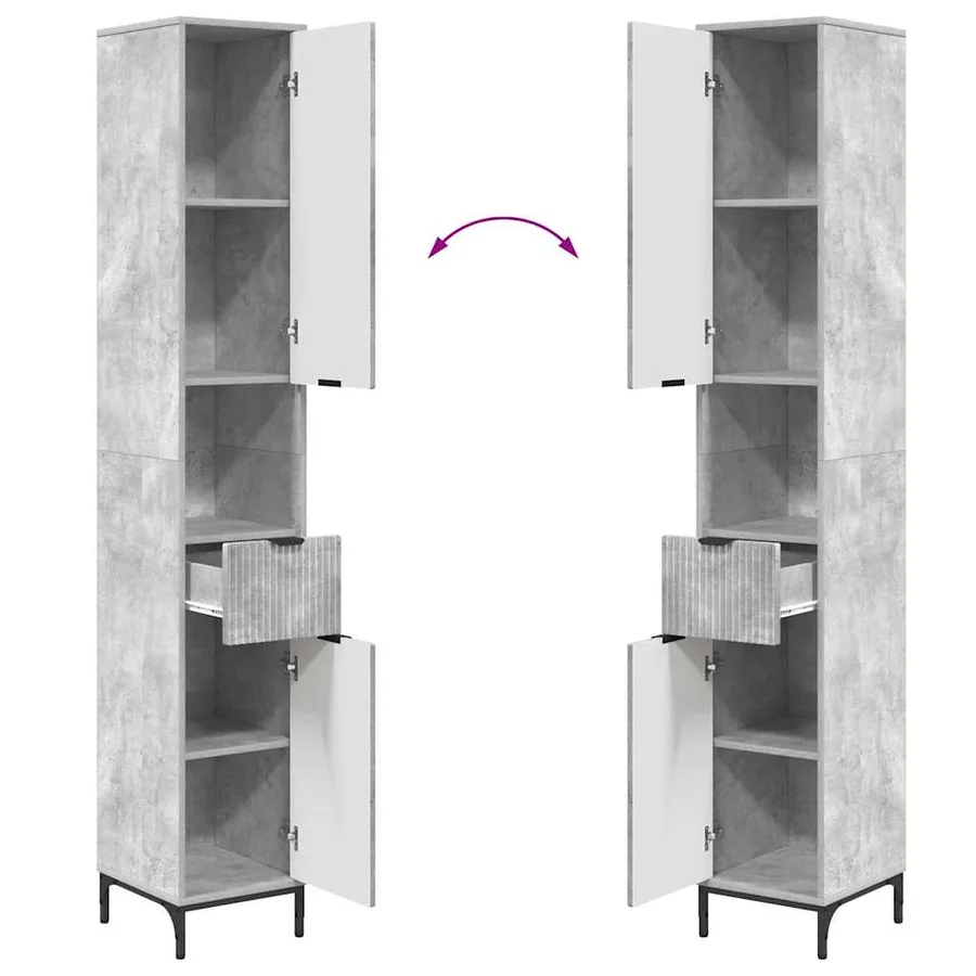 Ensemble de mobilier de salle de bain avec tiroir Gris béton - 13