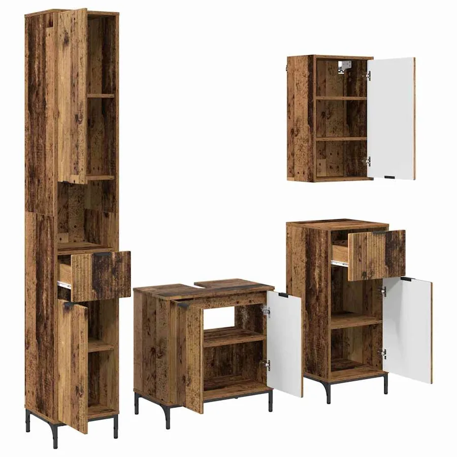 Ensemble de mobilier de salle de bain avec tiroir Bois Ancien - 2
