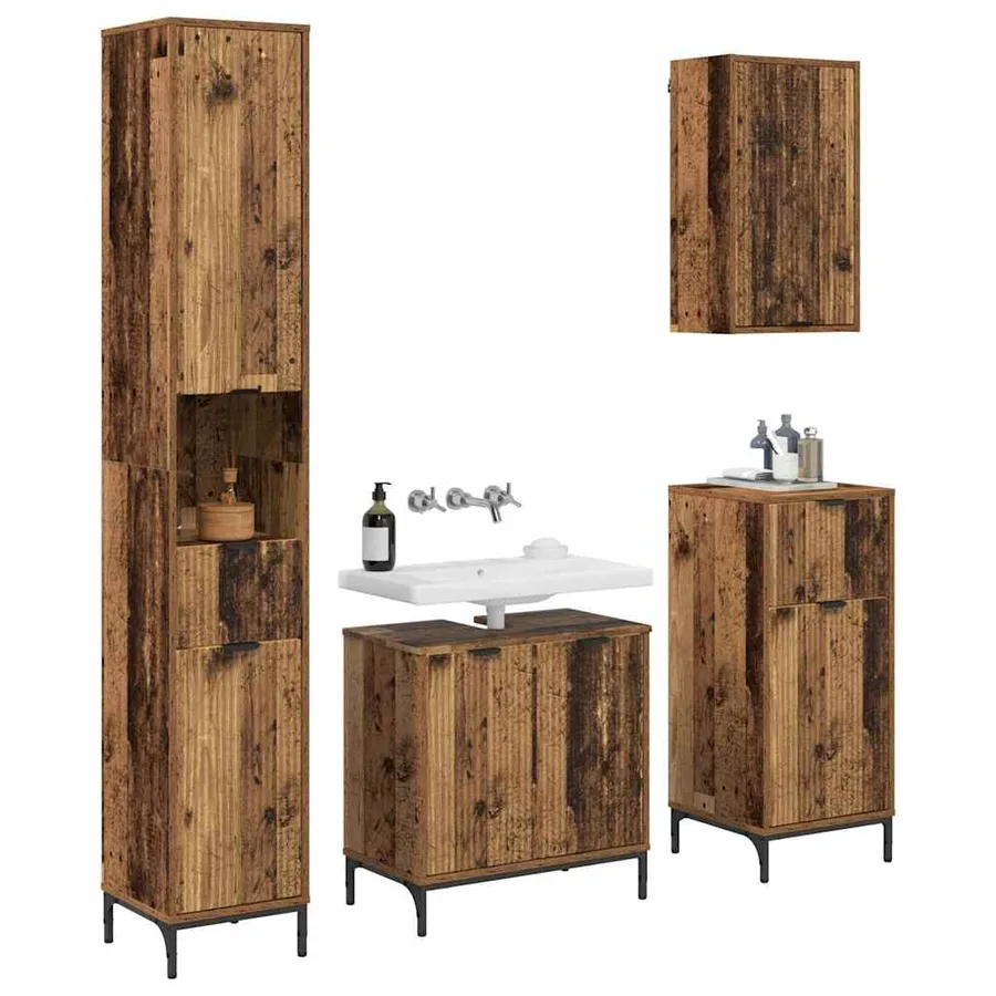 Ensemble de mobilier de salle de bain avec tiroir Bois Ancien - 3
