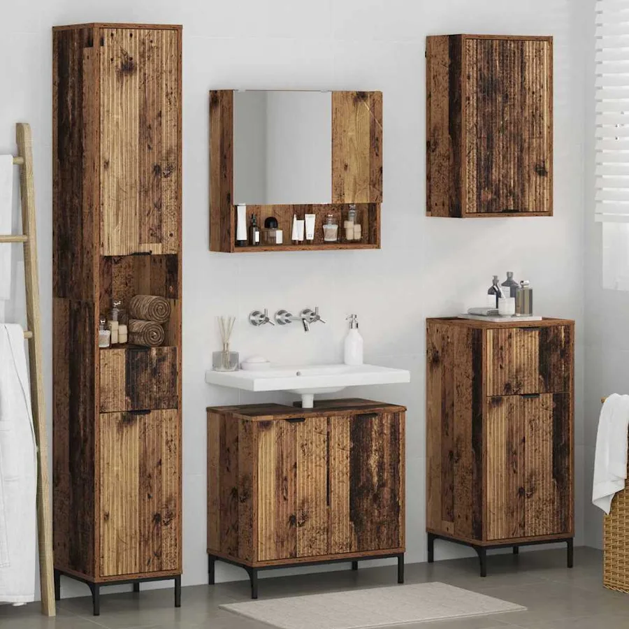 Ensemble de mobilier de salle de bain avec tiroir Bois Ancien - 4
