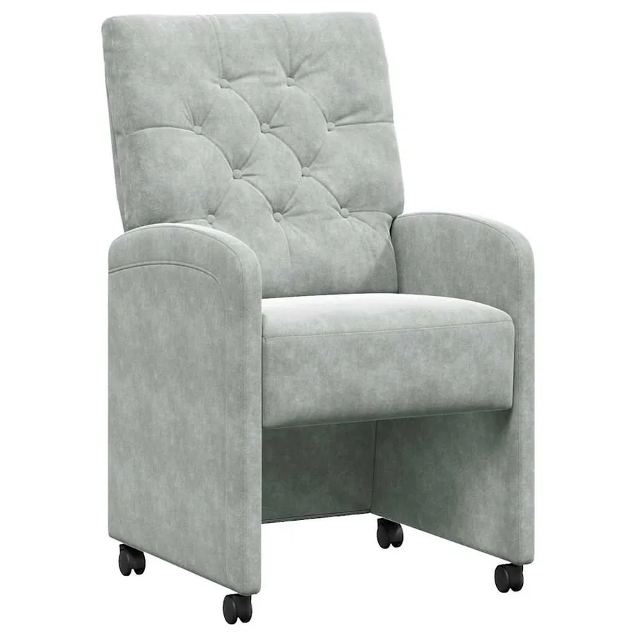 Chaises de Salle à Manger avec Roues 2 pcs Gris clair Velours - 2