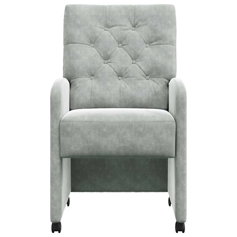 Chaises de Salle à Manger avec Roues 2 pcs Gris clair Velours - 4