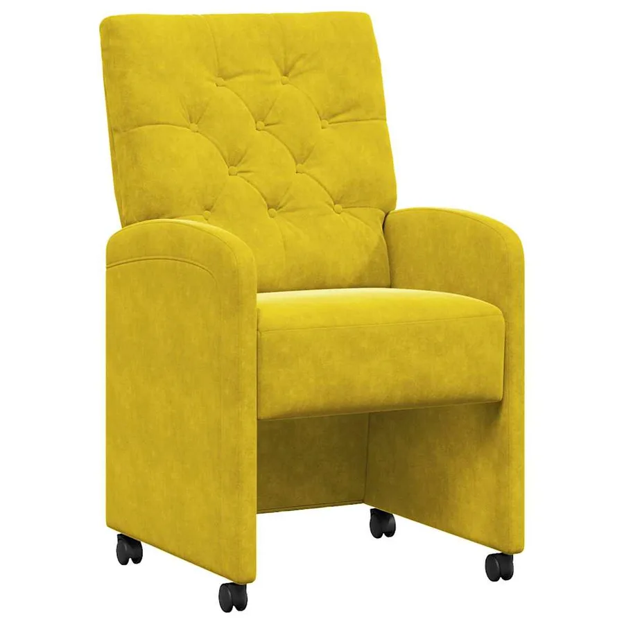 Chaises de Salle à Manger avec Roues 2 pcs Jaune Velours - 2