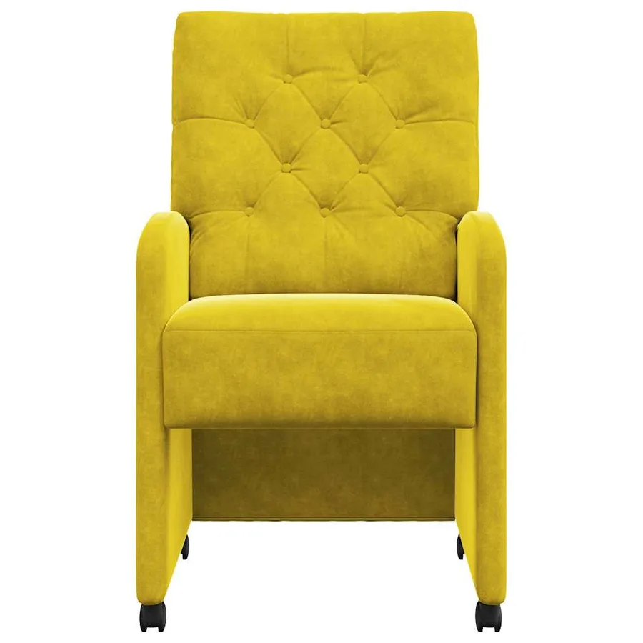 Chaises de Salle à Manger avec Roues 2 pcs Jaune Velours - 4
