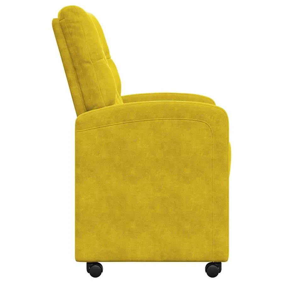 Chaises de Salle à Manger avec Roues 2 pcs Jaune Velours - 5