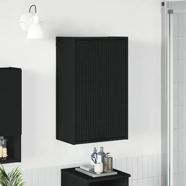 Cabinet de salle de bain Montage mural Noir 39 x 23,5 x 65 cm