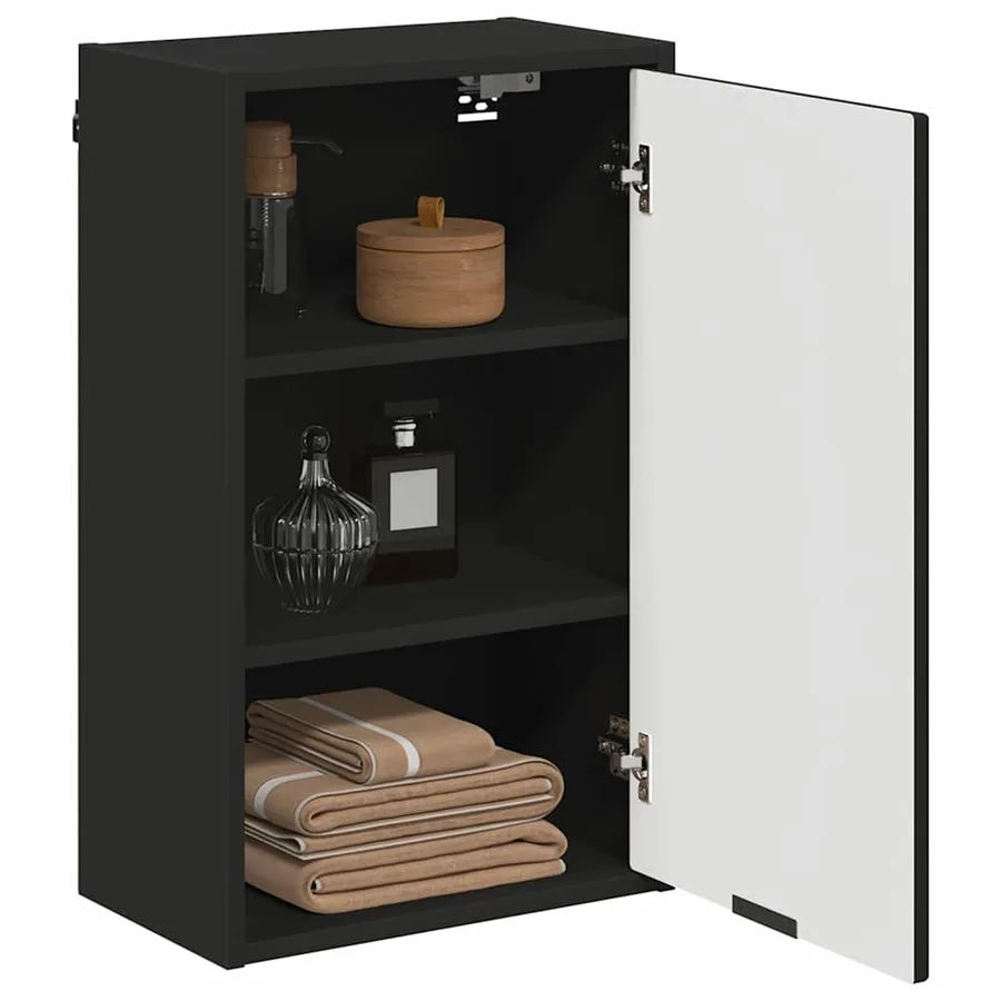 Cabinet de salle de bain Montage mural Noir 39 x 23,5 x 65 cm - 3