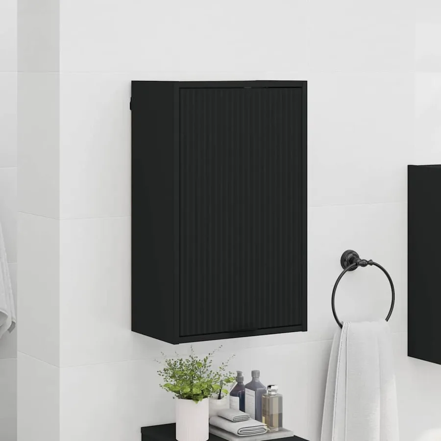 Cabinet de salle de bain Montage mural Noir 39 x 23,5 x 65 cm - 4