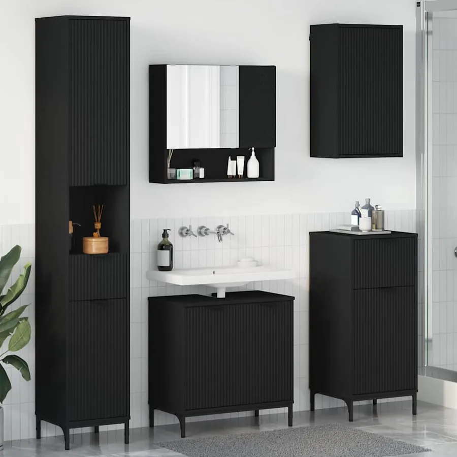 Ensemble de mobilier de salle de bain avec tiroir Noir