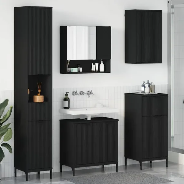 Ensemble de mobilier de salle de bain avec tiroir Noir