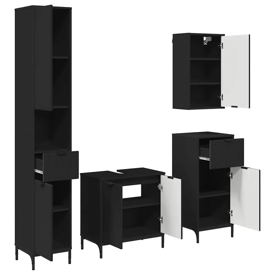 Ensemble de mobilier de salle de bain avec tiroir Noir - 2