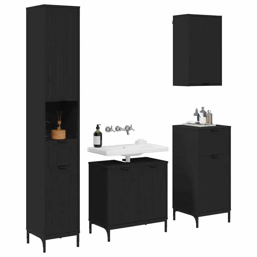 Ensemble de mobilier de salle de bain avec tiroir Noir - 3