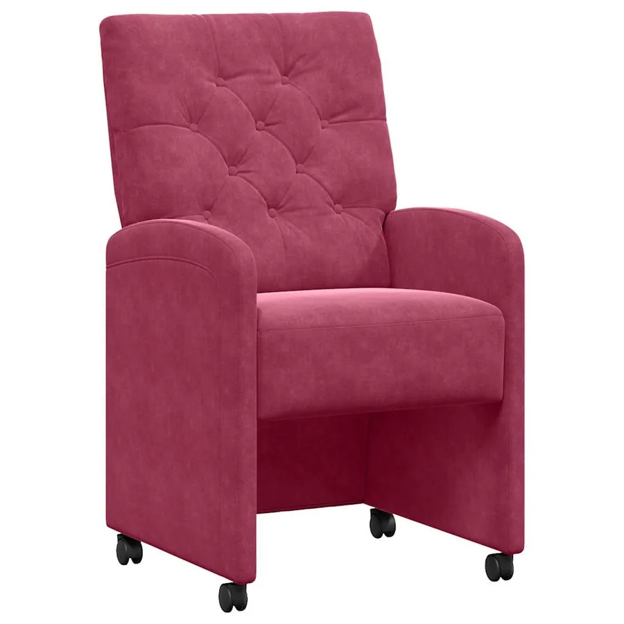 Chaises de Salle à Manger avec Roues 2 pcs Bordeaux Velours - 2