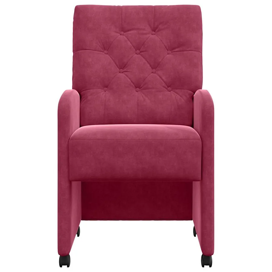 Chaises de Salle à Manger avec Roues 2 pcs Bordeaux Velours - 4