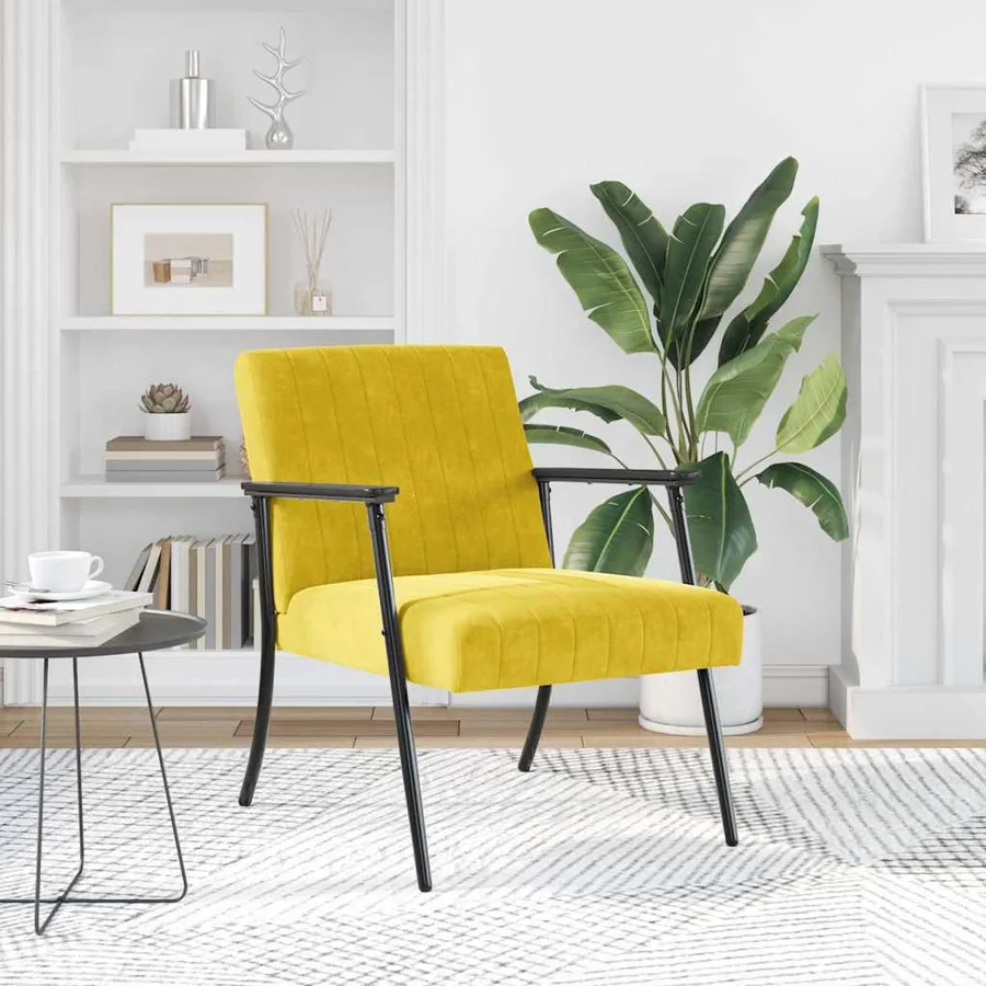 fauteuil Jaune 59 x 75 x 78 cm Velours - 3
