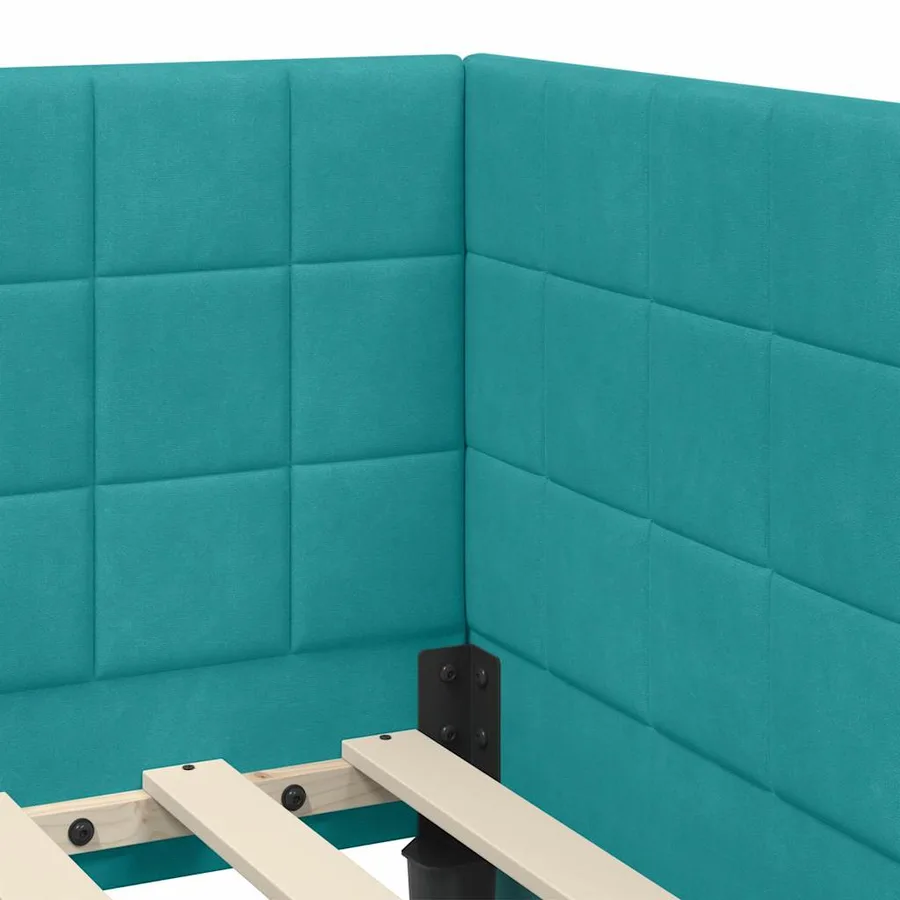 Cadre de lit d'angle avec matelas 2 pcs Turquoise Velours - 8
