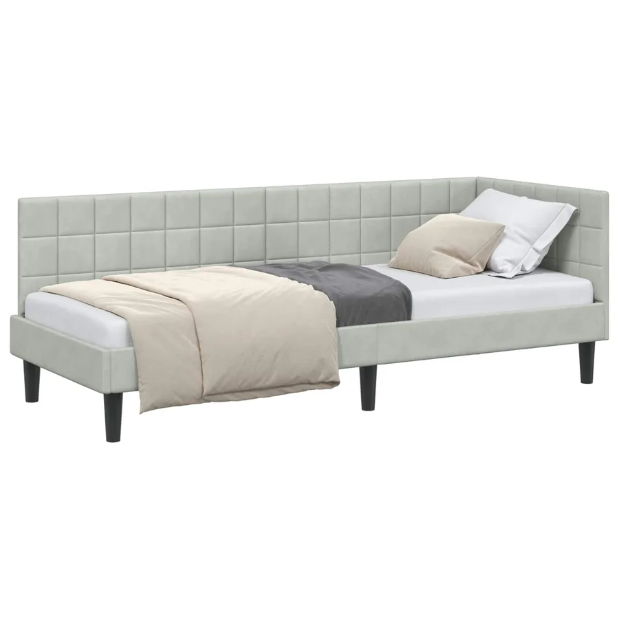 Cadre de lit d'angle Gris clair 80 cm x 200 cm Velours - 2