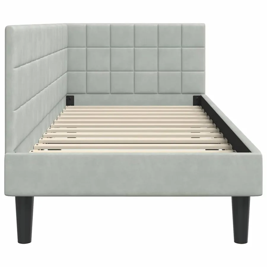 Cadre de lit d'angle Gris clair 80 cm x 200 cm Velours - 6