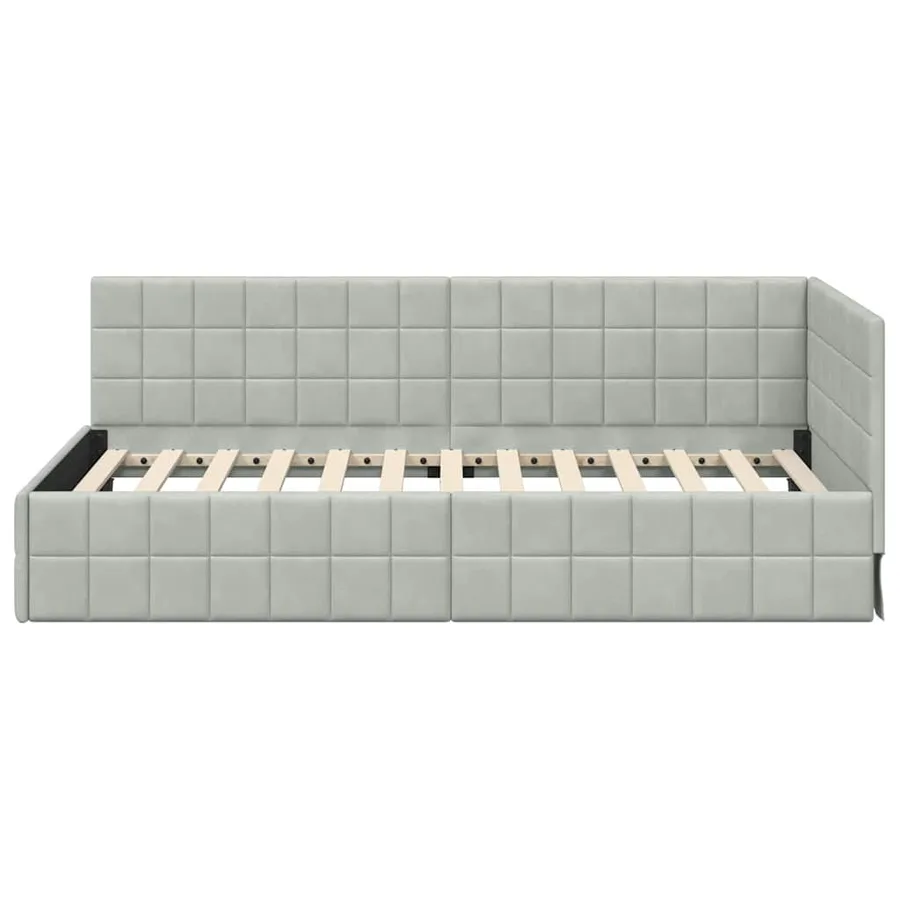 Cadre de lit d'angle Gris clair 100 cm x 200 cm Velours - 5