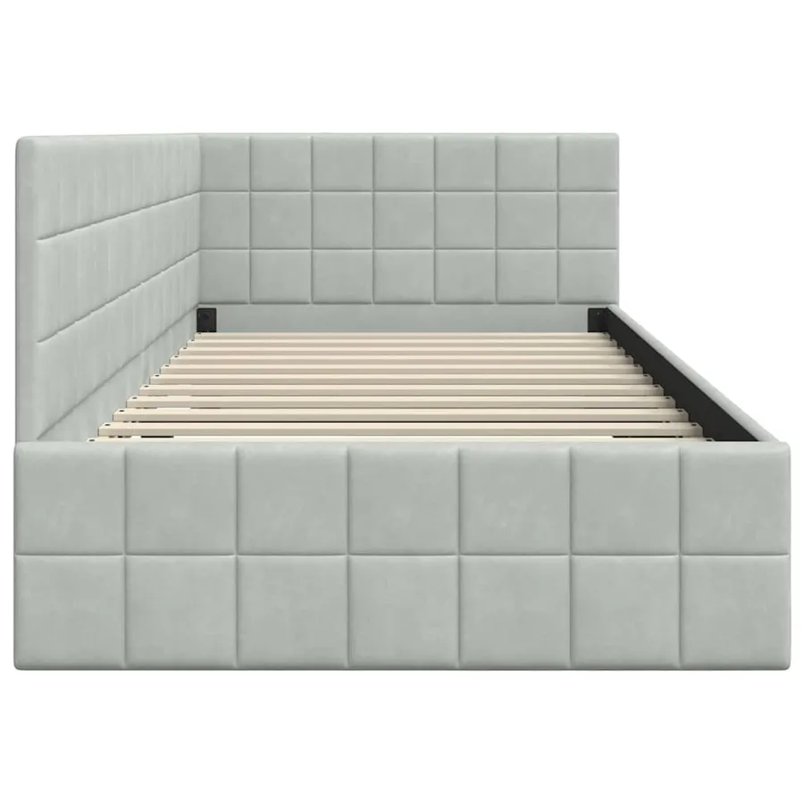 Cadre de lit d'angle Gris clair 100 cm x 200 cm Velours - 6
