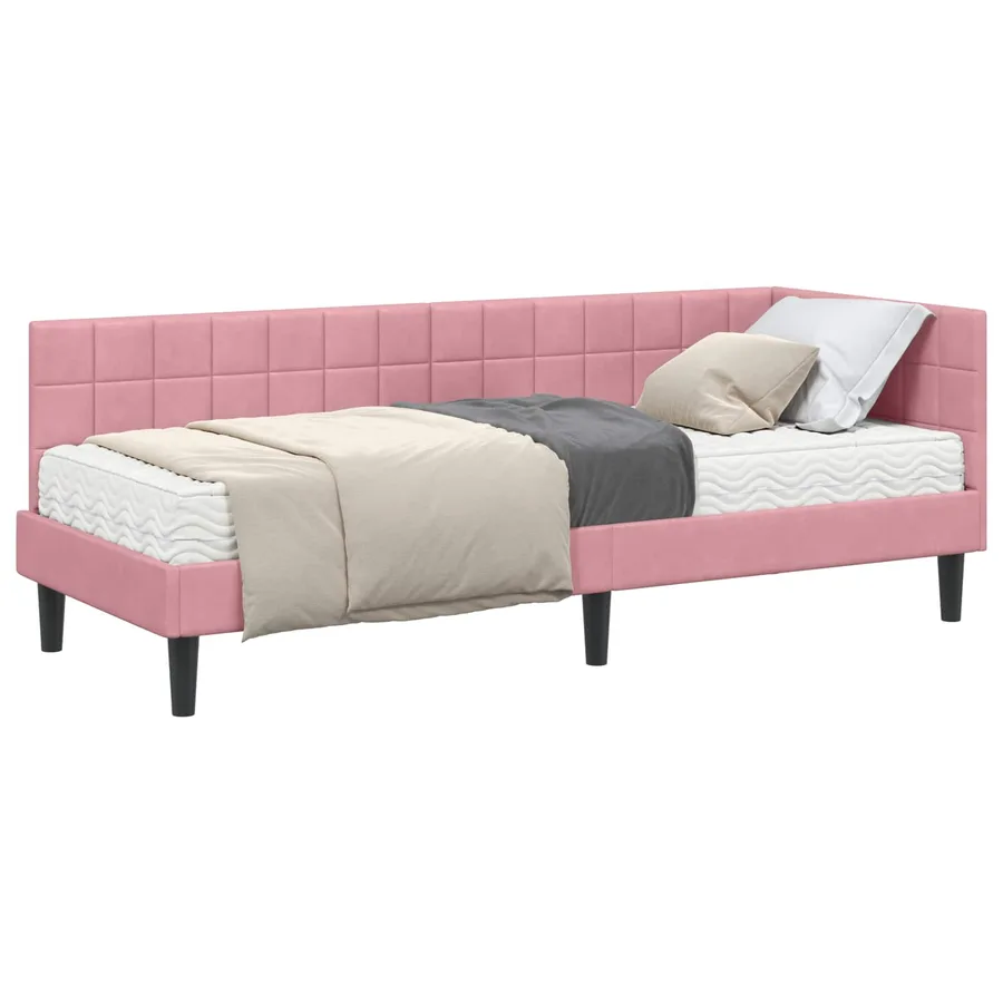 Cadre de lit d'angle avec matelas 2 pcs Gris Velours - 2