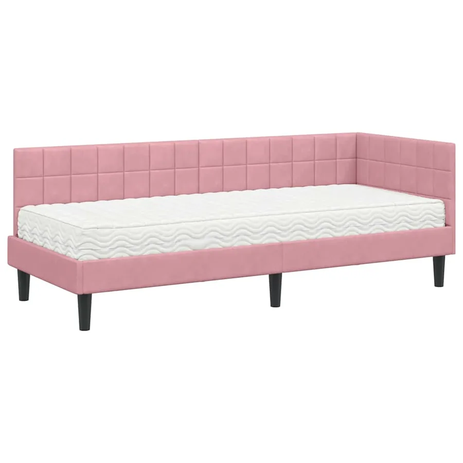 Cadre de lit d'angle avec matelas 2 pcs Gris Velours - 4