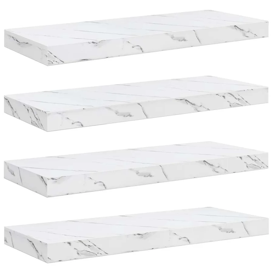 Étagère Murale Montage mural 4 pcs Marbre blanc 60 x 23 x 4 cm - 2