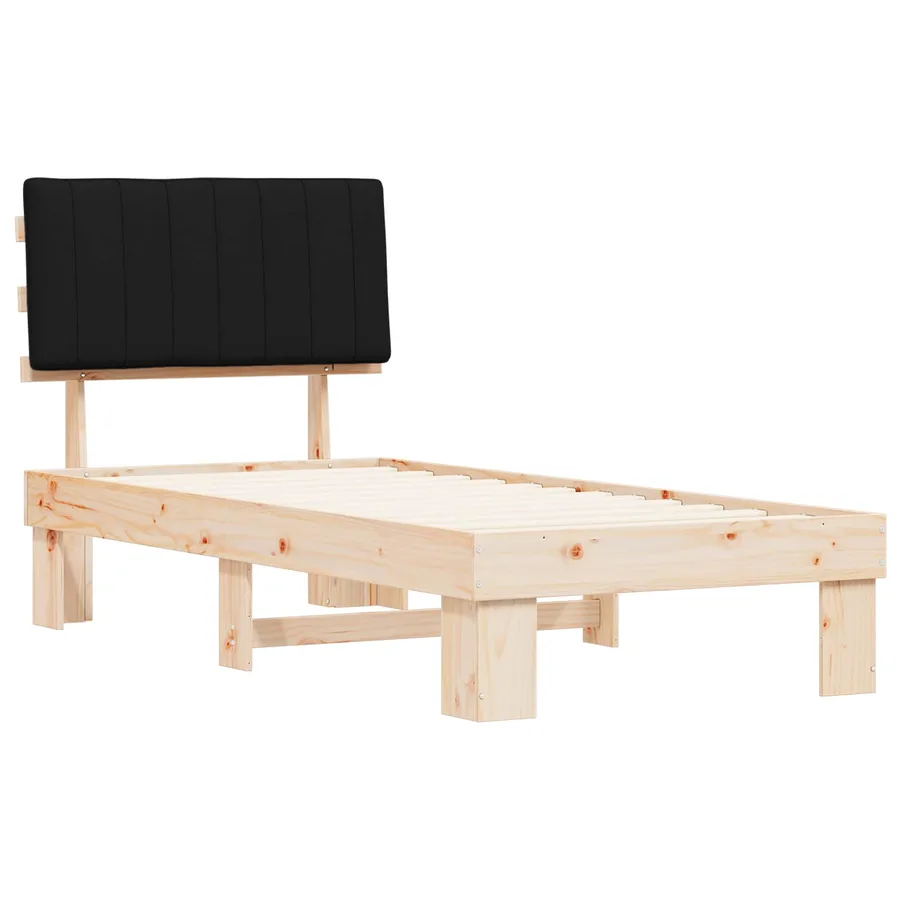 Cadre de lit avec tête de lit rembourrée Noir 90 x 190 cm - 4