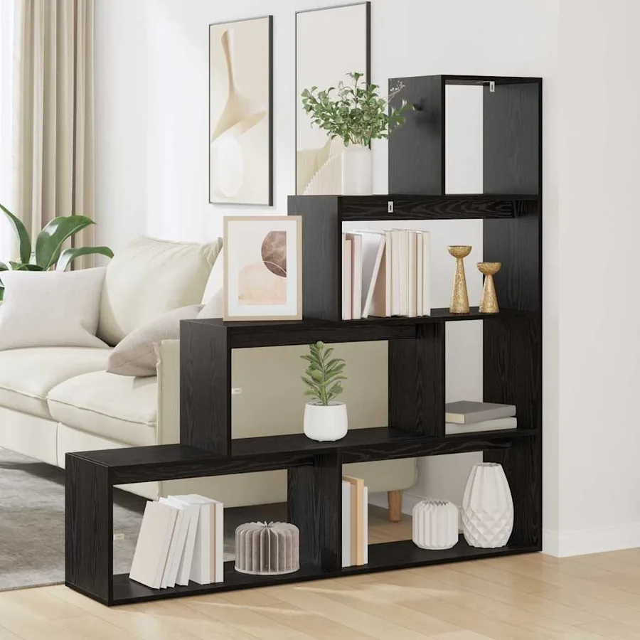 Cloison Bibliothèque Chêne noir 143,5 x 29 x 143,5 cm
