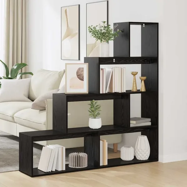 Cloison Bibliothèque Chêne noir 143,5 x 29 x 143,5 cm