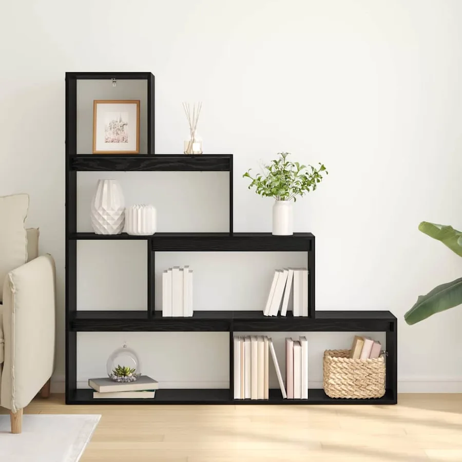 Cloison Bibliothèque Chêne noir 143,5 x 29 x 143,5 cm - 4