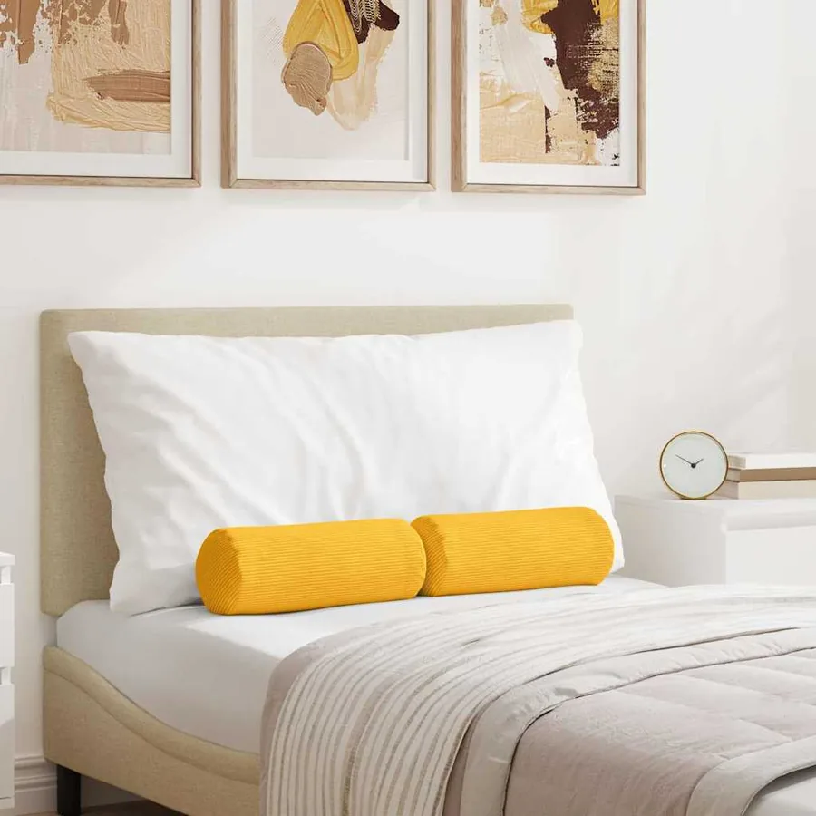 Coussins d'accent 2 pcs Jaune clair Ø 15 x 40 cm
