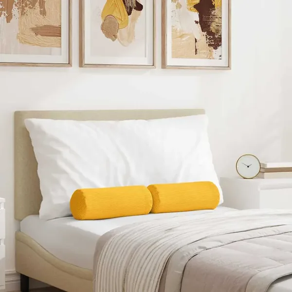 Coussins d'accent 2 pcs Jaune clair Ø 15 x 40 cm