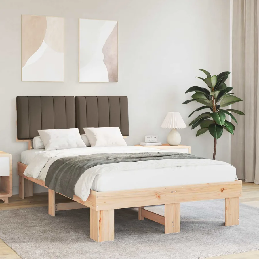 Cadre de lit avec tête de lit rembourrée Taupe 120 x 190 cm