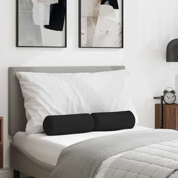 Coussins d'accent 2 pcs Noir Ø 15 x 40 cm Tissu en microfibre