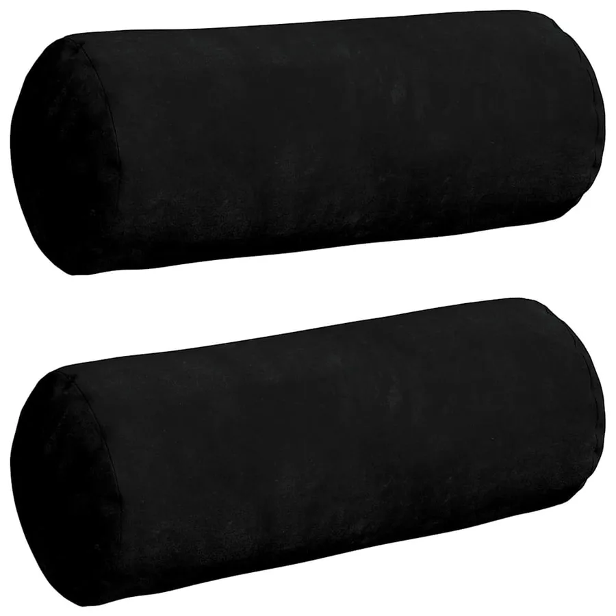 Coussins d'accent 2 pcs Noir Ø 15 x 40 cm Tissu en microfibre - 2