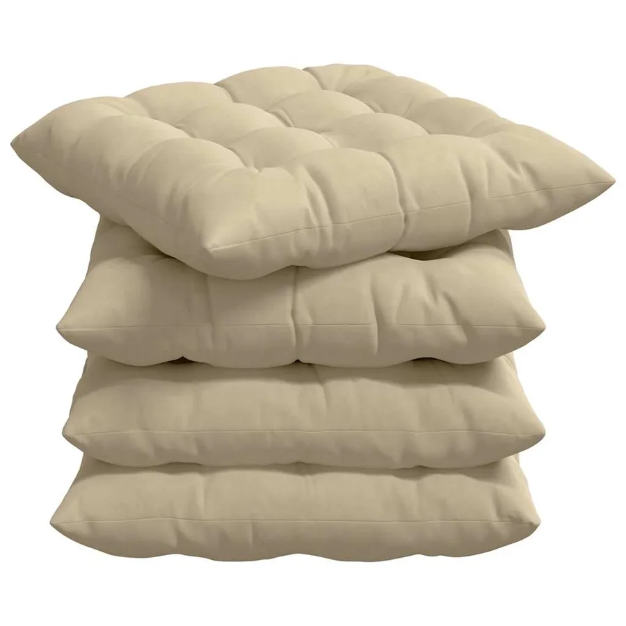Coussins de siège 4 pcs Crème 40 x 40 x 6 cm Microfibre - 2