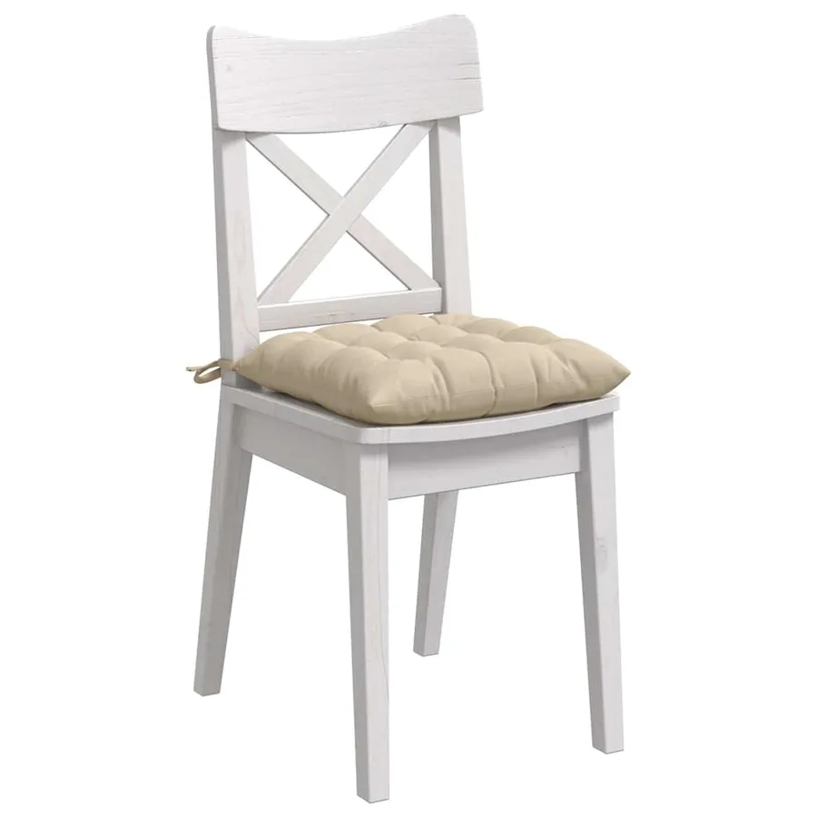 Coussins de siège 4 pcs Crème 40 x 40 x 6 cm Microfibre - 3
