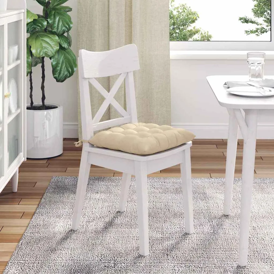 Coussins de siège 4 pcs Crème 40 x 40 x 6 cm Microfibre - 4