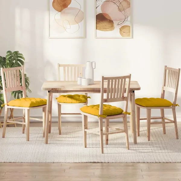 Coussins de siège 4 pcs Jaune clair 40 x 40 x 6 cm