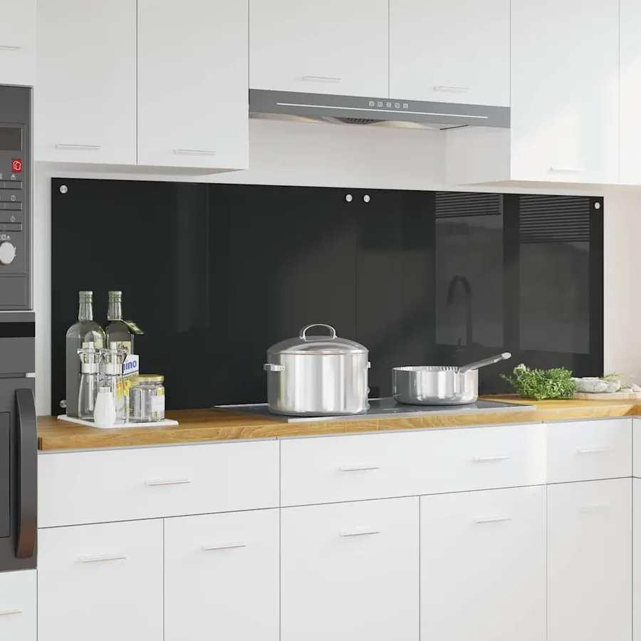Crédence de cuisine 2 pcs Noir 90 x 60 cm verre trempé