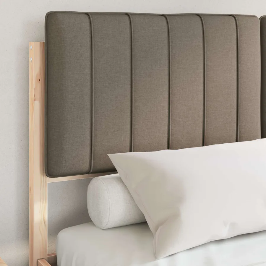 Cadre de lit avec tête de lit rembourrée Taupe 135 x 190 cm - 3