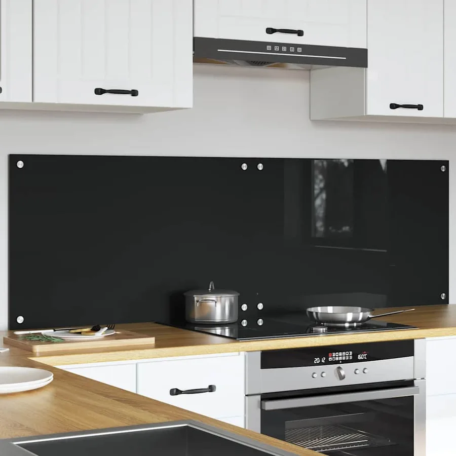 Crédence de cuisine 2 pcs Noir 80 x 50 cm verre trempé - 3