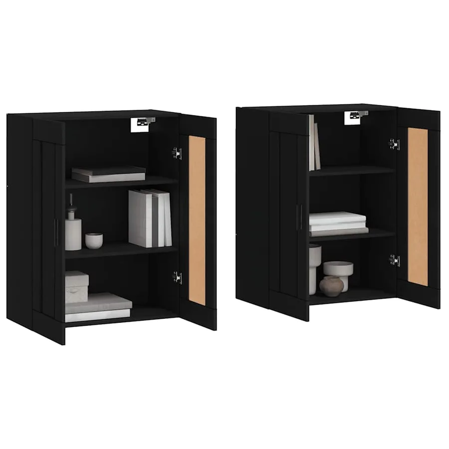 Armoires murales 2 pcs noir bois d'ingénierie - 3