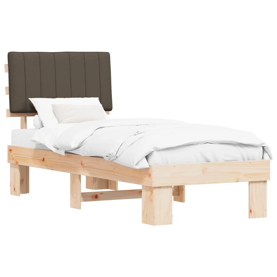 Cadre de lit avec tête de lit rembourrée Taupe 75 x 190 cm - 2