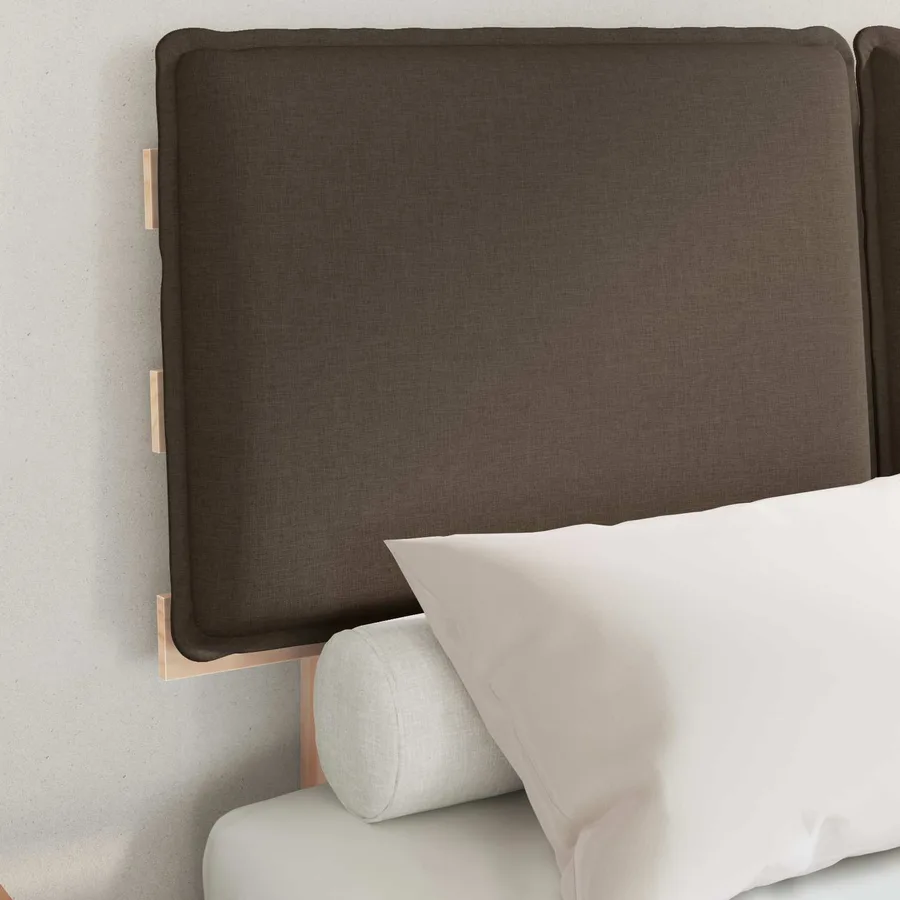 Cadre de lit avec tête de lit rembourrée Taupe 120 x 190 cm - 3